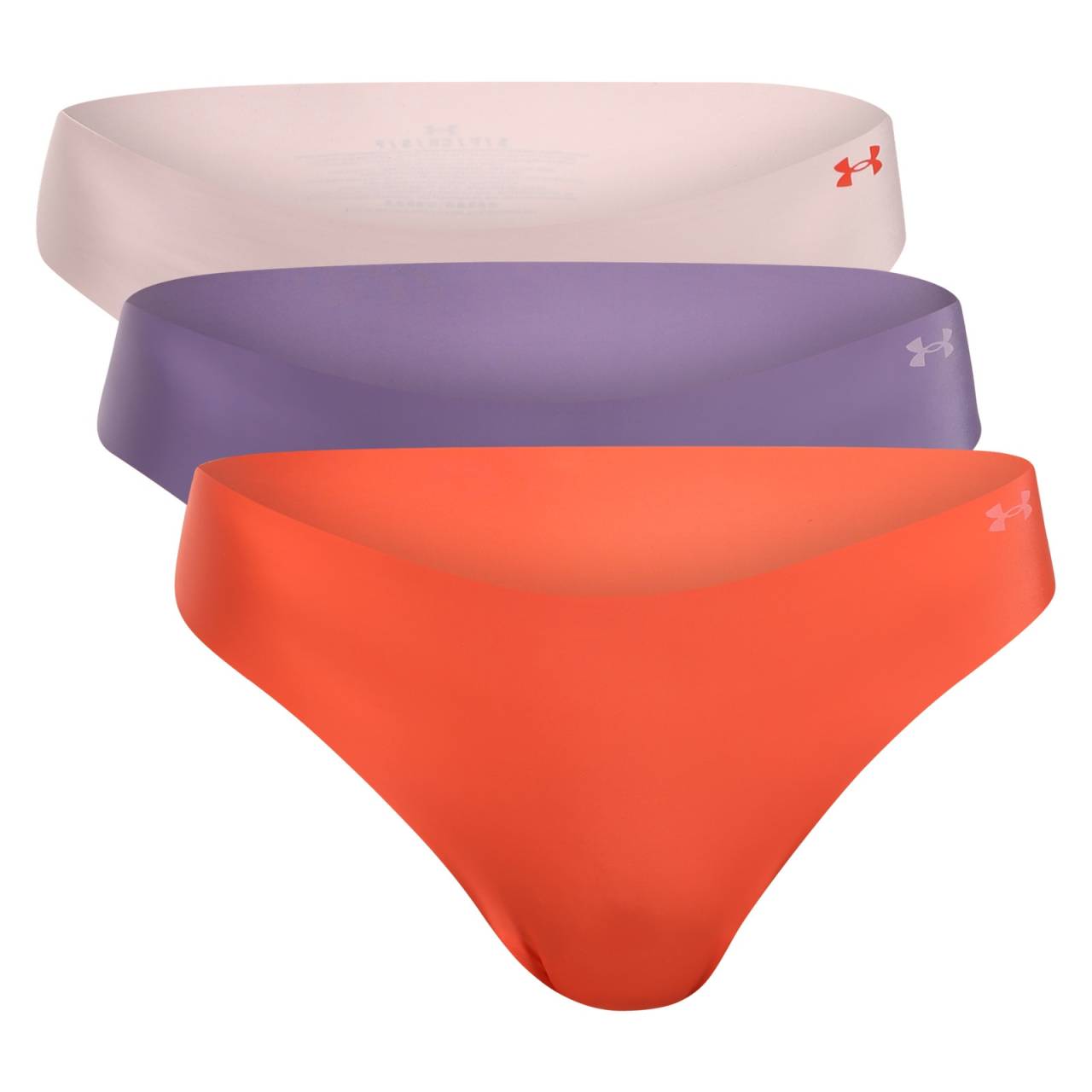 3PACK dámske tangá Under Armour bezšvová viacfarebná (1383893 520) M.
Hľadáte spodnú bielizeň, ktorá nebude vidieť pod legínami, šatami alebo priliehavými nohavicami?
Funkčný materiál, ktorý vás podrží
Dámske tangá Under Armour sú vyrobené z mäkkých a elastických umelých vlákien.
Bezšvová konštrukcia - žiadne odreniny, žiadne viditeľné okraje
Vďaka bezšvovej technológii sa môžete rozlúčiť s nepríjemnými otlakmi a nevzhľadnými kontúrami pod oblečením.
Výhody tielok Under Armour, ktoré oceníte

Bezšvová konštrukcia: neviditeľná pod oblečením, žiadne zarezávanie ani nepohodlie.
Ľahký, funkčný materiál: rýchloschnúci, elastický a jemný k pokožke.
Všestranné: Skvelé na šport, aktívny deň aj pohodlné nosenie doma.

Spodná bielizeň Under Armour pre aktívny životný štýl
Značku Under Armour založil bývalý hráč amerického futbalu Kevin Plank, ktorý bol nespokojný so svojím športovým oblečením, ktoré sa ľahko potilo a rozhodne nevonia.
Ako sa starať o tangá Under Armour
Aby si vaša obľúbená spodná bielizeň dlho zachovala skvelý stav, odporúčame dodržiavať tieto pokyny na údržbu.

Pranie.
Sušenie: Nesušte tangá v sušičke - vysoké teploty môžu narušiť ich tvar a elasticitu.
Žehlenie.

Tip: Staňte sa expertom na údržbu spodnej bielizne vďaka radám v našom článku a doprajte svojim obľúbeným kúskom starostlivosť, akú si zaslúžia.