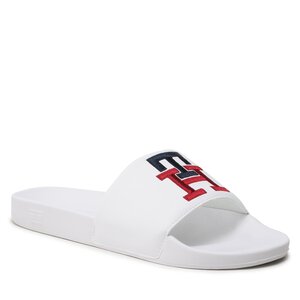 Šľapky Tommy Hilfiger - Th Raised Embroidery Pool Slide FM0FM04349  White YBR.