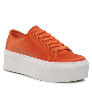 Sneakersy Calvin Klein Jeans - Flatform + Cupsole Satin YW0YW00917 Firecracker 0JG.