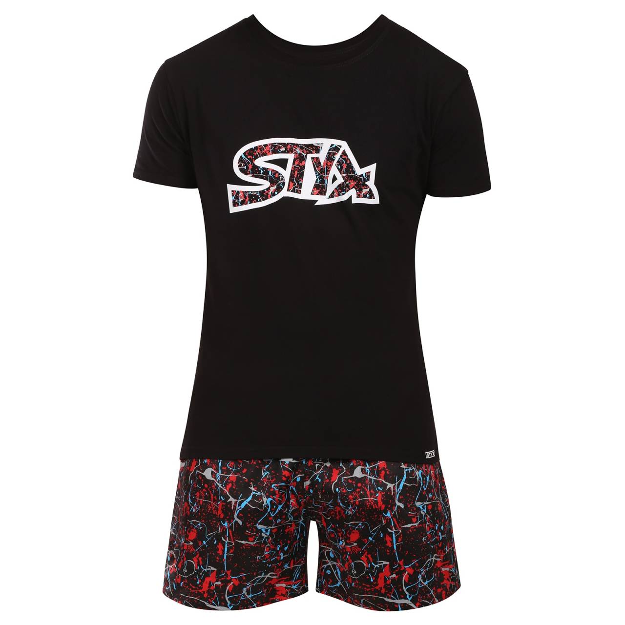 Pánske pyžamo Styx Jáchym (PKP1854) L.
Doprajte si pohodlný spánok a štýlové chvíle doma s pánskym pyžamom Styx, ktoré je kompletne vyrobené v Českej republike.
Vysoko kvalitný materiál pre pohodlné nosenie
Tričko je vyrobené z príjemnej bavlny, ktorá je mäkká, priedušná a poskytne vám maximálny komfort počas celej noci.
Moderný dizajn, ktorý si zamilujete
Tričko s krátkymi rukávmi dopĺňajú boxerky s klasickým elastickým pásom, ktorý je pohodlný a zostáva presne tam, kde má.
Prečo vyskúšať pánske pyžamo Styx

Celkom vyrobené v Českej republike: Česká značka s tradíciou a poctivým spracovaním.
Kombinácia bavlny a bavlneného saténu: Mäkkosť, ľahkosť a priedušnosť v jednom.
Štýlový a moderný vzhľad: Tričko s logom a farebné boxerky vás odlíšia od davu.

Spodná bielizeň Styx patrí medzi najobľúbenejšie
Česká značka Styx je medzi zákazníkmi známa predovšetkým svojimi boxerkami s originálnymi vzormi v odvážnych farbách.
Ako sa starať o pánske pyžamy Styx
Aby vaše pyžamy vyzerali čo najdlhšie ako nové, odporúčame dodržiavať tieto pokyny na údržbu.

Pranie: Perte na 30 °C, ideálne naruby, aby sa potlač na tričku a farby boxeriek zachovali dlhšie.
Sušenie: Sušenie v sušičke sa neodporúča – materiály môžu stratiť svoj tvar a mäkkosť.
Žehlenie: Áno, pyžamo môžete žehliť – tričko aj šortky môžete žehliť pri strednej teplote.

Tip: Vaše obľúbené spodné prádlo si zaslúži šetrné zaobchádzanie.