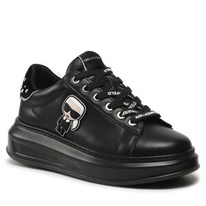 Sneakersy KARL LAGERFELD - KL62547 Black Lthr W/Silver.