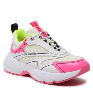 Sneakersy LOVE MOSCHINO - JA15025G1GIQ510B Bianco/Fuxia.