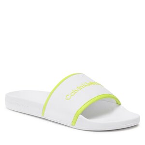 Šľapky Calvin Klein Jeans - Institutional Slide YW0YW00594 White/Safety Yellow 0K8.