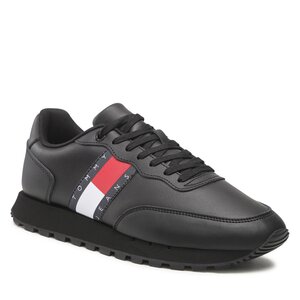 Sneakersy Tommy Jeans - Leather Runner Tjm Ess EM0EM00898 Triple Black 0GK.