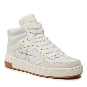 Sneakersy Calvin Klein Jeans - Basket Cupsole Mid Leather YW0YW00877 Ivory/Bright White 02X.