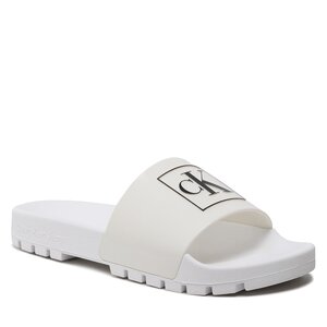 Šľapky Calvin Klein Jeans - Truck Slide Monogram Rubber W YW0YW00893 White YBR.
