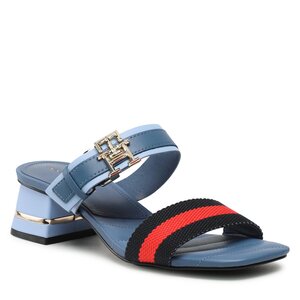 Šľapky Tommy Hilfiger - Hardware Block Mid Heel Combo FW0FW07018 Blue Coast DBX.
