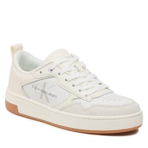 Sneakersy Calvin klein jeans - Bascet Cupsole Low Lth Mono W YW0YW00876 Ivory/Bright White 02X.