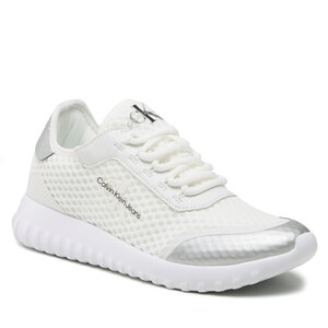 Sneakersy Calvin Klein Jeans - Eva Runner Monologo W YW0YW00885 White/Peach 02T.