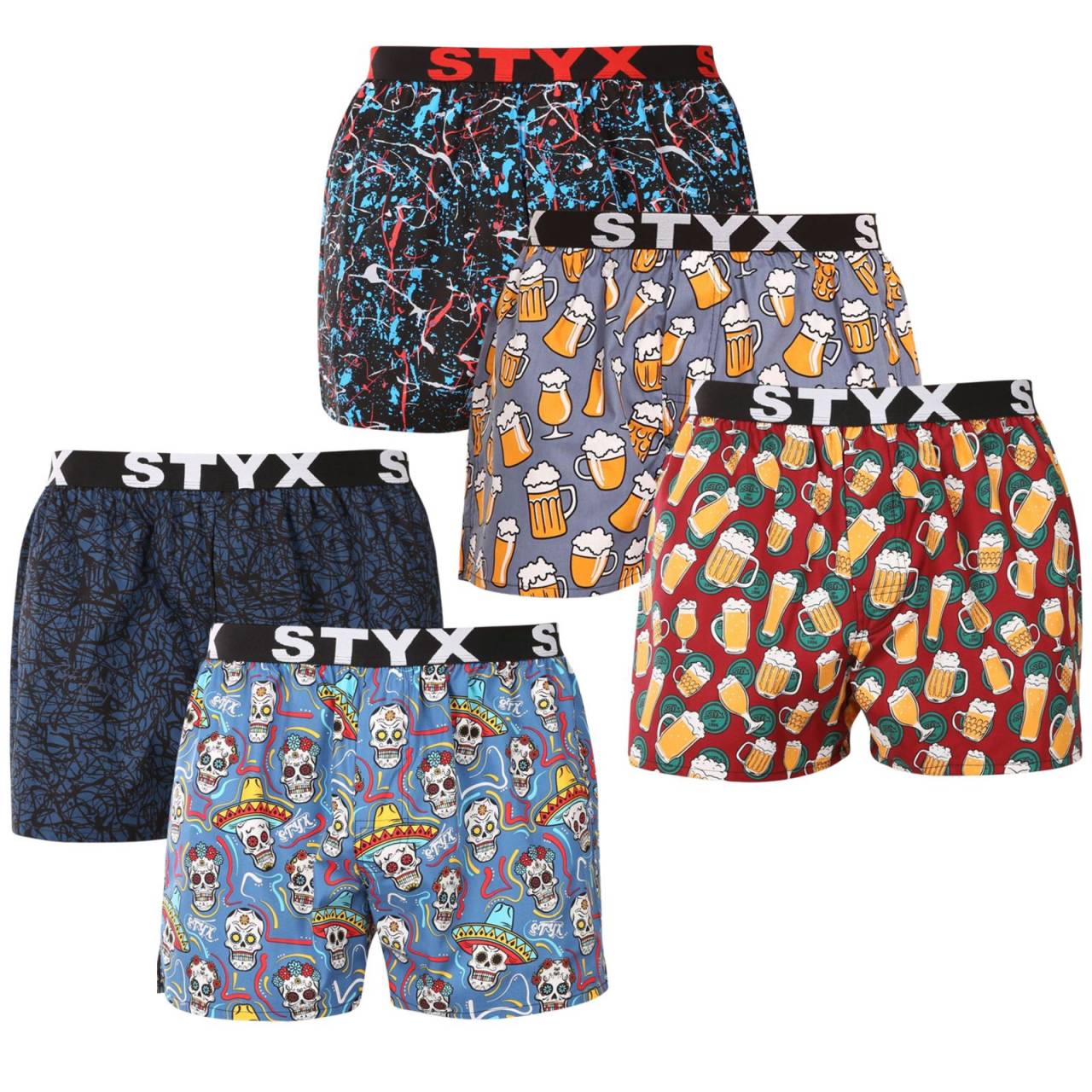 5PACK pánske trenky Styx art športová guma viacfarebné (5B1371456) XL, trenírky.
Hľadáte šortky, ktoré v sebe spájajú pohodlie, originalitu a kvalitné spracovanie?
Kvalitný materiál pre maximálne pohodlie
Šortky Styx sú vyrobené zo 100 % bavlny, čo znamená, že sú priedušné, ľahké a príjemné na dotyk.
Štýlový vzhľad a funkčný strih
Vďaka voľnejšiemu strihu vám šortky poskytujú maximálnu voľnosť pohybu, čo oceníte nielen počas dňa, ale aj pri športových aktivitách.
Prečo si šortky Styx zamilujete?

100% bavlna pre skvelý komfort: Priedušný a príjemný materiál.
Česká kvalita: Šortky sú kompletne vyrobené v ČR.
Voľný strih pre maximálne pohodlie: Ideálne na každodenné nosenie a relaxáciu.
Štýlové vzory: Žiadna nuda v šuplíku, ale poriadna dávka originality a štýlu.

Česká značka Styx ponúka zábavu a prvotriednu kvalitu
Spodnú bielizeň Styx si obľúbia najmä tí, pre ktorých je dôležitá individualita.
Ako sa o ne starať?
Aby vám šortky vydržali ako nové, odporúčame dodržiavať tieto pokyny.

Pranie: Perte v práčke pri teplote 30 °C, aby si bavlna zachovala svoju mäkkosť.
Sušička: Trenírky nie je vhodné sušiť v sušičke, radšej nechaj uschnúť voľne na vzduchu.
Žehlenie: Trenírky môžeš žehliť na strednú teplotu, aby sa materiál nepoškodil.

Tip: Staňte sa expertom na údržbu spodnej bielizne vďaka tipom v našom článku a doprajte svojim obľúbeným kúskom starostlivosť, akú si zaslúžia.