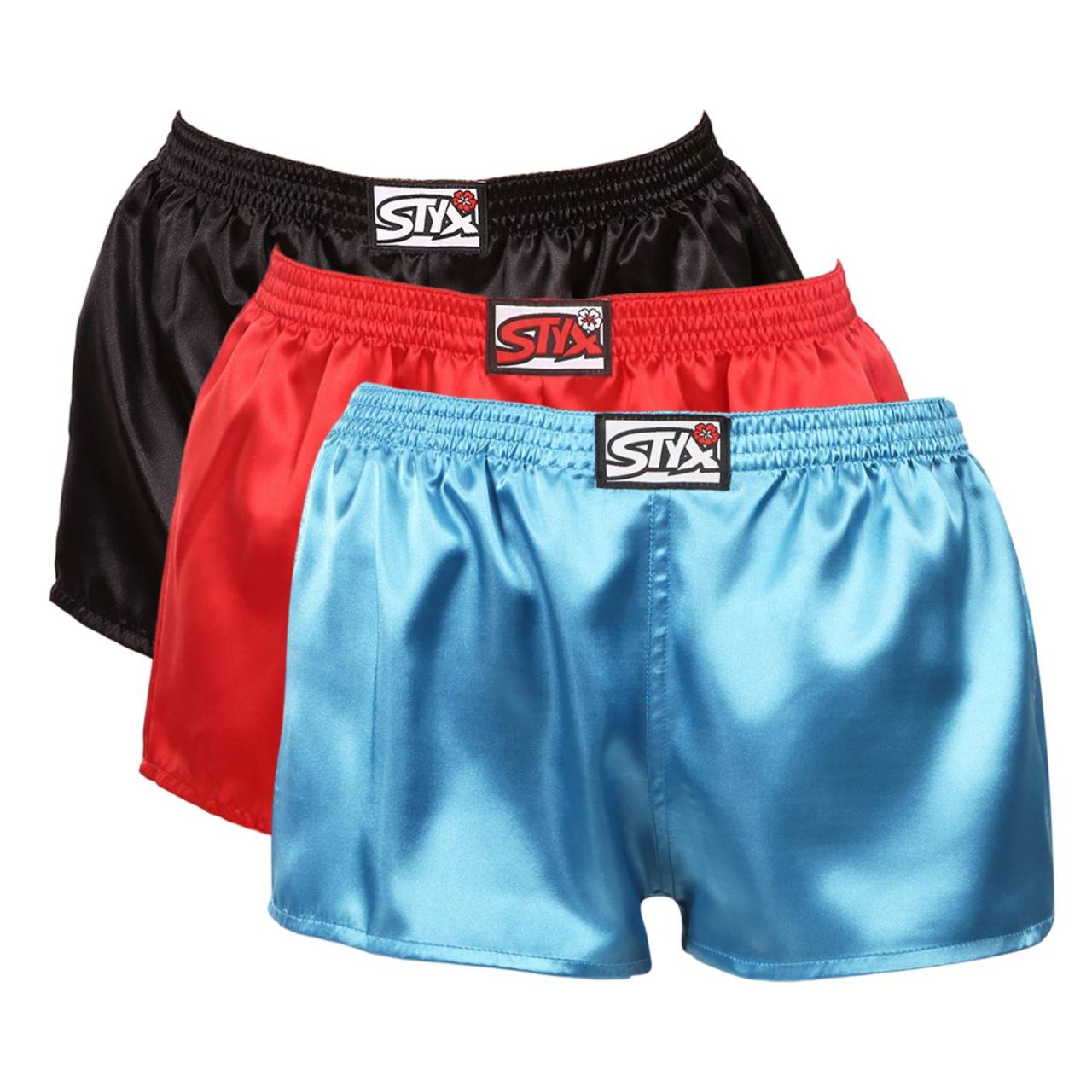 3PACK dámske trenky Styx klasická guma saténové viacfarebné (3L06307) XXL, trenírky.
Doprajte si jedinečný pocit luxusu a pohodlia s dámskymi saténovými šortkami Styx!
Kvalitný materiál pre maximálne pohodlie
Dámske šortky Styx sú vyrobené z príjemného saténového materiálu, ktorý zaručuje ľahkosť, mäkkosť a jemný chladivý účinok na pokožku.
Zvodný dizajn a precízne české spracovanie
Dámske šortky Styx sú navrhnuté v jednoduchom, ale účinnom strihu, ktorý vám poskytne absolútnu voľnosť pohybu.
Prečo si zamilujete saténové šortky Styx?

Luxusný saténový materiál: Mäkký, ľahký a príjemne chladivý na pokožke.
Štýlový dizajn: Pre elegantný a sebavedomý vzhľad.
Pohodlný strih: Ideálne na spanie, domáce nosenie alebo voľnočasové aktivity.
Klasická guma s logom Styx: Skvele padne a netlačí.
Vyrobené v Českej republike: Precízne spracovanie a záruka kvality

Spodná bielizeň Styx je jednou z najobľúbenejších
Česká značka Styx je medzi zákazníkmi známa najmä vďaka svojej spodnej bielizni s neotrelými vzormi vo výrazných farbách.
Ako sa mám starať o svoje šortky Styx?
Aby vaše obľúbené saténové šortky vydržali dlho v skvelom stave, odporúčame dodržiavať tieto rady:

Pranie: Odporúčame prať pri teplote 30 °C, aby si šortky zachovali svoj jemný lesk a mäkkosť.
Sušenie: Neodporúčame sušenie v bubnovej sušičke, aby nedošlo k poškodeniu vlákien.
Žehlenie: V prípade potreby môžete šortky žehliť pri nízkej teplote.

Tip: Vaša obľúbená spodná bielizeň si zaslúži šetrné zaobchádzanie.