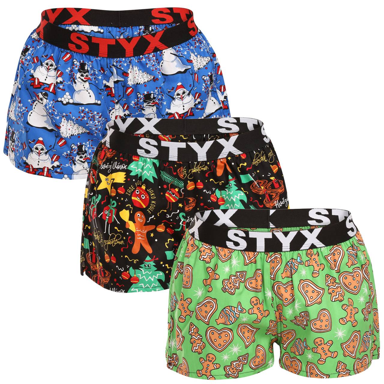 3PACK dámske trenky Styx art športová guma viacfarebné (3T17134) S, trenírky.
Hľadáte pohodlné a štýlové šortky, ktoré vám určite zlepšia náladu?
Kvalitný materiál na každodenné nosenie
Dámske šortky Styx Art sú vyrobené zo 100 % bavlny.
Veselý dizajn a pohodlný strih
Dámske šortky Styx sú dokonale funkčné a štýlové.
Prečo si zamilujete dámske šortky Styx?

100 % bavlna: Priedušné, mäkké a príjemné na dotyk.
Veselý dizajn: Originálne a hravé vzory v žiarivých farbách rozžiaria váš deň.
Voľný strih pre maximálne pohodlie: Ideálne na spanie a na doma.
Vytkávaná guma v páse: Netlačí a dobre sedí.
Vyrobené v Českej republike: Česká kvalita a precízne spracovanie.

Spodná bielizeň Styx je jednou z najobľúbenejších
Česká značka Styx je medzi zákazníkmi známa najmä vďaka svojej spodnej bielizni s neotrelými vzormi vo výrazných farbách.
Ako sa starať o svoje obľúbené šortky Styx?
Aby vaše nové šortky vydržali dlho v perfektnom stave, odporúčame dodržiavať tieto tipy.

Pranie: Odporúčané na 30 °C, aby sa zachovala mäkkosť a kvalita potlače.
Sušenie: Sušenie v bubnovej sušičke: Nie je vhodné sušiť v bubnovej sušičke, uprednostnite sušenie na vzduchu.
Žehlenie: Áno, pri nižšej teplote (odporúčame žehliť naruby).

Tip: Nájsť ten správny kus spodnej bielizne, ktorý vám dokonale padne, môže byť náročné.