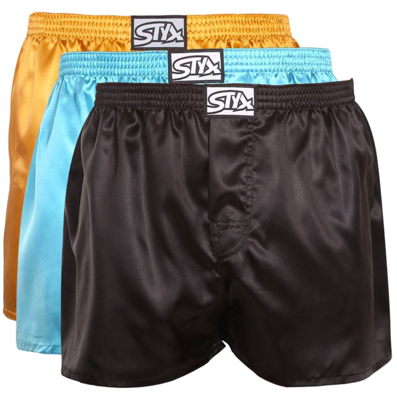 3PACK pánske trenky Styx klasická guma saténové viacfarebné (3C06507) XL, trenírky.
Zažite dokonalé pohodlie s pánskymi saténovými šortkami Styx v sexi čiernej farbe.
Prvotriedny materiál a spracovanie
Šortky sú vyrobené z polyesterového saténu, ktorý prináša niekoľko kľúčových výhod.
Moderný dizajn pre štýlových mužov
Čierna farba s miernym leskom dodáva týmto šortkám nadčasový a elegantný vzhľad.
Prečo by vám saténové šortky Styx nemali chýbať v šatníku

Elegantný dizajn: Saténový povrch a čierna farba prinášajú jedinečný štýl.
Maximálne pohodlie: Ľahký materiál a voľný strih vám zabezpečia pohodlie počas celého dňa.
Podpora českej výroby: Kupujete výrobok s pečaťou kvality z Českej republiky.

Spodná bielizeň Styx je jednou z najobľúbenejších
Česká značka Styx je medzi zákazníkmi známa najmä vďaka svojej spodnej bielizni s neotrelými vzormi vo výrazných farbách.
Ako sa starať o saténové šortky Styx?
Aby ste sa vo svojich obľúbených šortkách cítili pohodlne čo najdlhšie, odporúčame dodržiavať tieto tipy.

Pranie.
Sušenie: Sušenie v sušičke sa neodporúča.
Žehlenie: V prípade potreby môžete šortky žehliť pri nižšej teplote.

Tip: Nájsť ten správny kúsok spodnej bielizne, ktorý vám dokonale padne, je niekedy náročné.