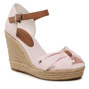 Espadrilky Tommy Hilfiger - Basic Seersucker High Wedge FW0FW07160 Seersucker/Soothing Pink 0J8.
