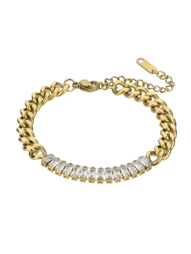 Marc Malone Pozlátený náramok so zirkónmi Fiona White Bracelet MCB23068G.