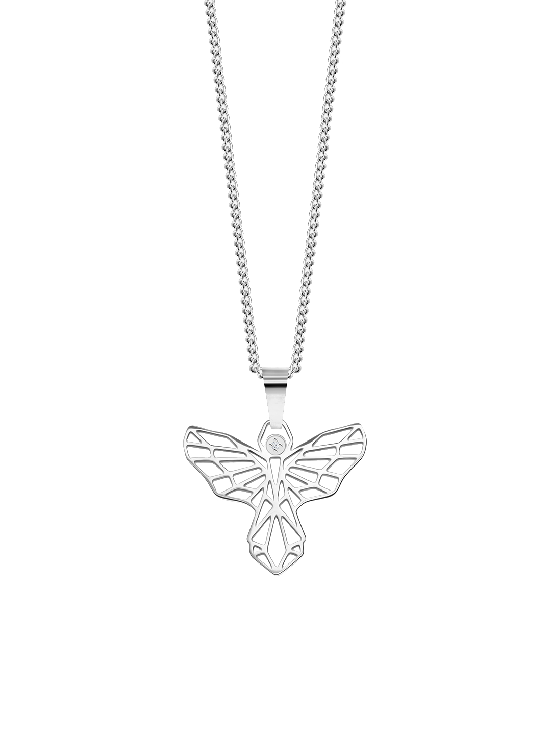 Preciosa Štýlový oceľový náhrdelník Origami Angel s kubickou zirkóniou Preciosa 7440 00.