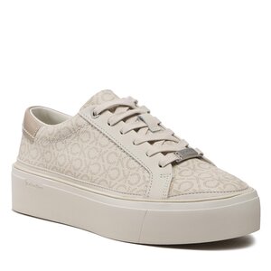 Sneakersy Calvin Klein - Flatform Cupsole Lace Up - Mono HW0HW01420 Dk Ecru/Silver Mink Mono 0F7.