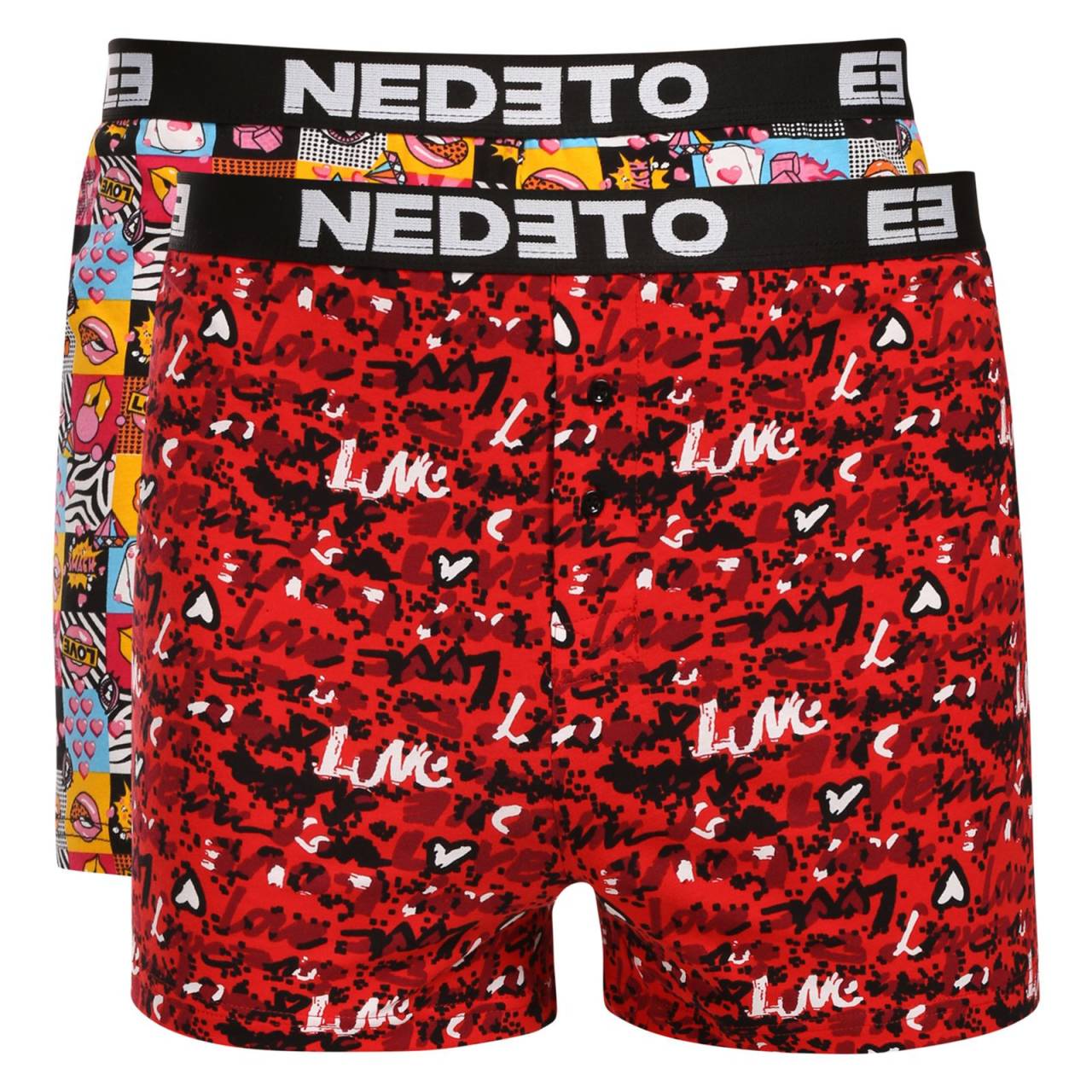 2PACK pánske trenky Nedeto viacfarebné (2NGV08) L, trenírky.
Zabezpečte si celodenné pohodlie s pánskymi boxerkami Nedeto.
Pánske bavlnené boxerky pre dokonalý pocit na tele
Boxerky Nedeto sú vyrobené z bavlny a elastanu, čo zaručuje ich výnimočnú mäkkosť a priedušnosť.
Praktický dizajn pre všetkých moderných mužov
Boxerky Nedeto majú voľnejší strih, ktorý vám poskytuje maximálnu voľnosť pohybu.
Tieto vlastnosti boxeriek Nedeto oceníte každý deň

Voľný strih: Ideálny pre pohodlné celodenné nosenie bez pocitu obmedzenia.


Tkaná guma: Silná a pohodlná guma, ktorá drží boxerky na mieste bez zvierania.


Skvelý pomer ceny a kvality: Získate niekoľko kusov kvalitného spodného prádla za nízku cenu.

Česká značka Nedeto sa zameriava na kvalitu
Všetci nosíme spodné prádlo Nedeto, pretože si ho vyrábame sami.
Ako sa starať o boxerky Nedeto, aby vám vydržali čo najdlhšie
Aby vaše nové obľúbené boxerky Nedeto vydržali čo najdlhšie, odporúčame dodržiavať niekoľko jednoduchých pravidiel.

Pranie: Boxerky môžete bez obáv prať v práčke na 30 °C.


Žehlenie: Boxerky Nedeto môžete aj žehliť – odporúčame strednú teplotu a žehlenie na rubovej strane.


Sušenie: Nie je vhodné na sušenie v sušičke.

Tip: Nájdenie obľúbeného spodného prádla môže byť niekedy dlhý proces, preto chceme, aby vaše obľúbené kúsky vydržali čo najdlhšie.
