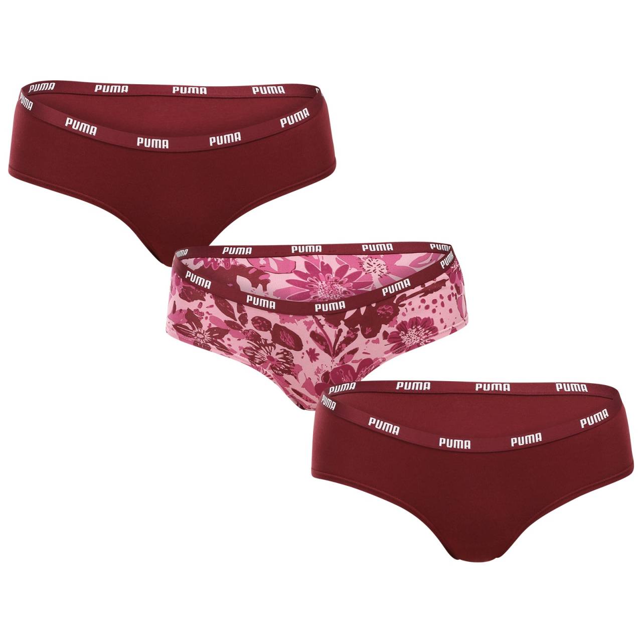 3PACK dámske nohavičky Puma viacfarebné (701236777 001) L.
Zvoľte si pohodlie, ktoré vás bude sprevádzať každý deň.
Materiál, ktorý vás rozmazná
Nohavičky Puma sú vyrobené z vysoko kvalitnej bavlny s prímesou elastanu.
Vďaka tejto kombinácii si užijete maximálne pohodlie bez nepríjemného rezania alebo vyhrňovania.
Praktický a nadčasový dizajn pre modernú ženu
Nohavičky Puma majú jednoduchý, klasický strih s nižším pásom a hladkými okrajmi, takže nie sú viditeľné pod oblečením.
Prečo by ste mali vyskúšať nohavičky Puma

Celodenné pohodlie: Mäkká bavlna s elastanom neobmedzuje pohyb.
Športový a elegantný vzhľad: Diskrétne logo Puma a jednoduchý strih.
Skvelé padnutie: Guma netlačí, ale nohavičky perfektne držia na mieste.
Všestranné použitie: Ideálne na každodenné nosenie, cestovanie a ľahké športové aktivity.

Spodná bielizeň Puma nie je určená len pre športovcov
Značka Puma je známa po celom svete predovšetkým vďaka oblečeniu a spodnej bielizni, ktoré nosia slávni športovci.
Ako sa starať o dámske nohavičky Puma
Aby vám vaše obľúbené nohavičky vydržali čo najdlhšie, odporúčame dodržiavať tieto pokyny na údržbu.

Pranie: Perať pri 30 °C, ideálne na jemný cyklus.
Sušenie: Nesušte v sušičke.
Žehlenie: Nežehlite.

Tip: Vaše obľúbené spodné prádlo si zaslúži šetrné zaobchádzanie.