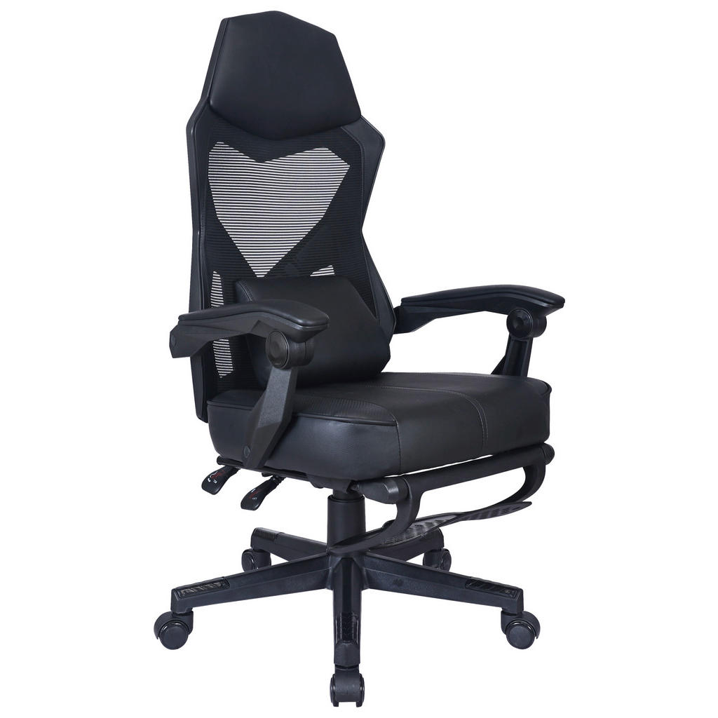 Carryhome HERNÁ STOLIČKA, vzhľad kože, sieťovina, čierna.