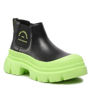 Členková obuv s elastickým prvkom KARL LAGERFELD - KL43530 Black leatherw/Lime Green.