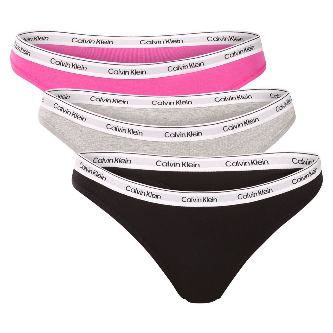 3PACK dámske tangá Calvin Klein viacfarebná (QD5209-FQN) L.
Dodajte svojmu šatníku nádych luxusu a exkluzivity s dámskymi tangami Calvin Klein.
Prvotriedny materiál pre celodenné pohodlie
Tanga Calvin Klein sú vyrobené z kvalitnej zmesi bavlny a elastanu, ktorá ponúka mäkkosť, priedušnosť a celodenné pohodlie na pokožke.
Elegantný dizajn a praktický strih
Jednoduché línie zaručujú, že tangá Calvin Klein sa budú dokonale hodiť ku každému oblečeniu.
Prečo si zaobstarať tangá Calvin Klein?

Prvotriedny materiál pre maximálne pohodlie a dokonalé prispôsobenie.


Nadčasový dizajn s ikonickou tkanou gumou.


Skvelá voľba na každodenné nosenie, šport a špeciálne príležitosti.

Spodnú bielizeň Calvin Klein milujú ľudia na celom svete
Výnimočná spodná bielizeň Calvin Klein je jednou zo stálic módneho priemyslu.
Ako sa starať o tangá Calvin Klein
Na zachovanie kvality a pohodlia postupujte podľa týchto jednoduchých krokov:

Pranie: Perte pri maximálnej teplote 30 °C.


Sušenie: Tanga môžete sušiť v bubnovej sušičke na nízkom stupni alebo sušiť na vzduchu mimo dosahu priameho slnečného svetla, aby sa zachovala intenzívna čierna farba.


Žehlenie: Žehlenie nie je potrebné, čo vám ušetrí čas.

Tip: Hľadanie obľúbenej spodnej bielizne môže byť beh na dlhé trate, preto chceme, aby vám obľúbené kúsky dlho vydržali.