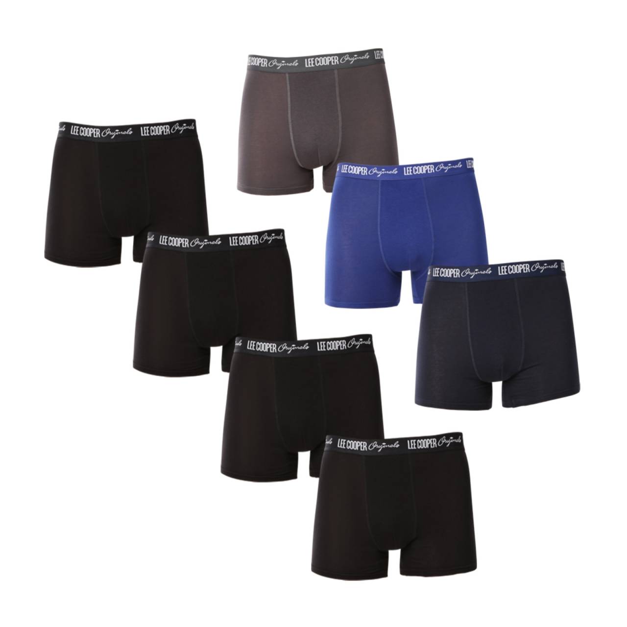 7PACK pánske boxerky Lee Cooper viacfarebné (PO41014-mix) L, trenky.
Doprajte si výnimočné pohodlie a moderný dizajn s týmito pánskymi boxerkami od obľúbenej značky Lee Cooper.
Kvalitný materiál, ktorý vás nesklame
Boxerky Lee Cooper sú vyrobené z prvotriednej zmesi bavlny a elastanu, ktorá zaručuje mäkkosť, priedušnosť a zároveň pružnosť.
Jednoduchý dizajn, moderný vzhľad a nekonečné pohodlie
Tieto boxerky sa môžu pochváliť originálnym dizajnom.
Prečo si obľúbite boxerky Lee Cooper?

Pohodlie a kvalita: Vysokokvalitná zmes bavlny a elastanu pre celodenné pohodlie.


Všestrannosť: Ideálne na každodenné nosenie, šport a voľnočasové aktivity.


Štýlový detail: Tkaná guma s logom Lee Cooper dodáva moderný vzhľad.

Lee Cooper vyrába kvalitnú spodnú bielizeň už viac ako 100 rokov.
Pánske boxerky a ďalšiu spodnú bielizeň najvyššej kvality nájdete u značky Lee Cooper, ktorá je obľúbená u zákazníkov na celom svete.
Ako sa starať o svoje nové boxerky

Pranie: Na zachovanie farby a kvality materiálu odporúčame boxerky prať pri teplote 40 °C.


Sušenie: Pre dlhšiu životnosť bielizne neodporúčame používať sušičku.


Žehlenie: Boxerky môžete žehliť pri nízkej teplote vhodnej pre bavlnu.

Tip: Nájsť ten správny kus spodnej bielizne, ktorý vám dokonale padne, môže byť náročné.