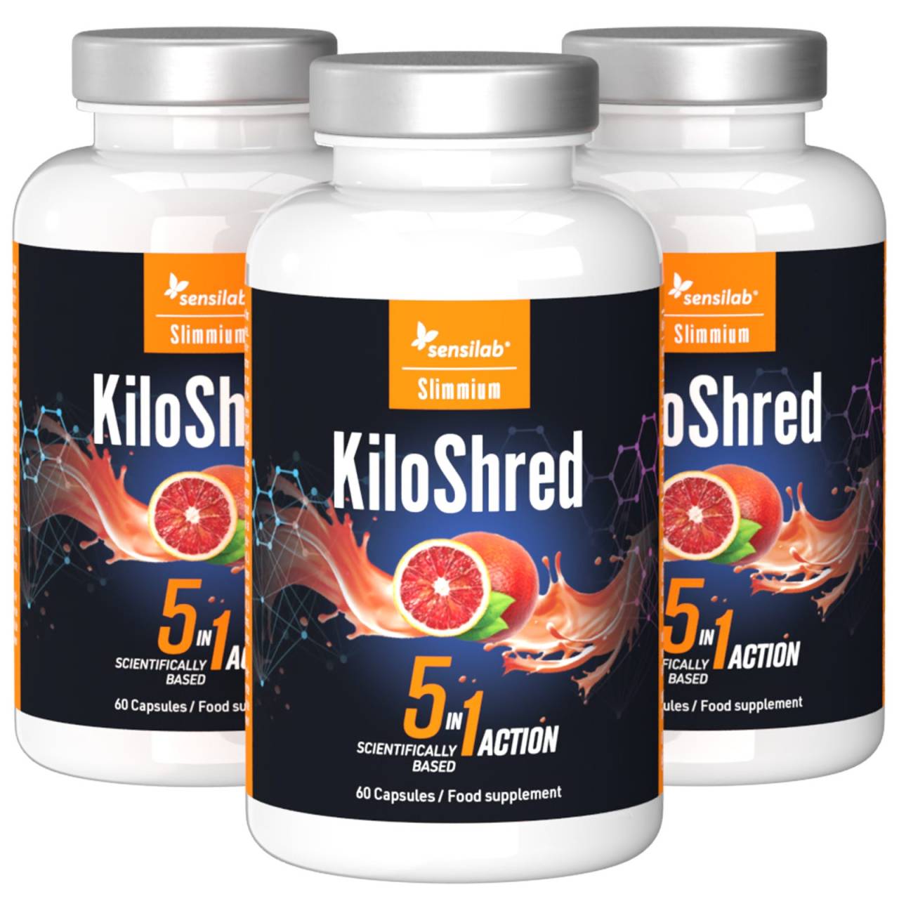 KiloShred Caps - Kapsuly na chudnutie 5 v 1 3-balenie.