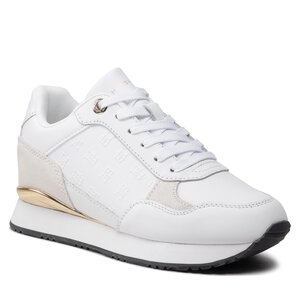 Sneakersy Tommy Hilfiger - Metallic Monogram Emboss Sneaker FW0FW06784 White/Gold 0K6.