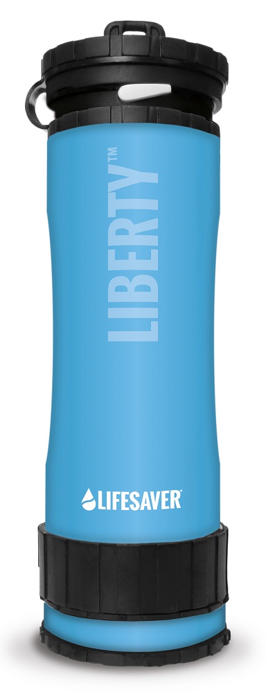 Lifesaver filtračná fľaša na vodu liberty 400 ml modrá.
 Filter funguje na princípe tlakovej nádoby s ručnou pumpou.
 Obsah balenia: vymeniteľnú filtračnú kazetu na 2000 litrov, ďalej vymeniteľný filter s aktívnym uhlím na odstránenie zápachu a pachuti z vody, ktorý prefiltruje 500 litrov.
 Parametre: •Filtračná kapacita: baktérie Log 6 (99,9999%), vírusy Log 4 (99,99%) a mikroorganizmy Log 3 (99,9%) •Failsafe – technológia automatického vypnutia systému v prípade nutnosti vymeniť filtračnú kazetu.