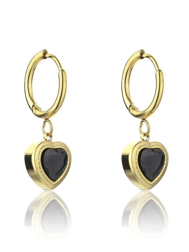 Marc Malone Pôvabné pozlátené náušnice Nicole Black Earrings MCE23106G.