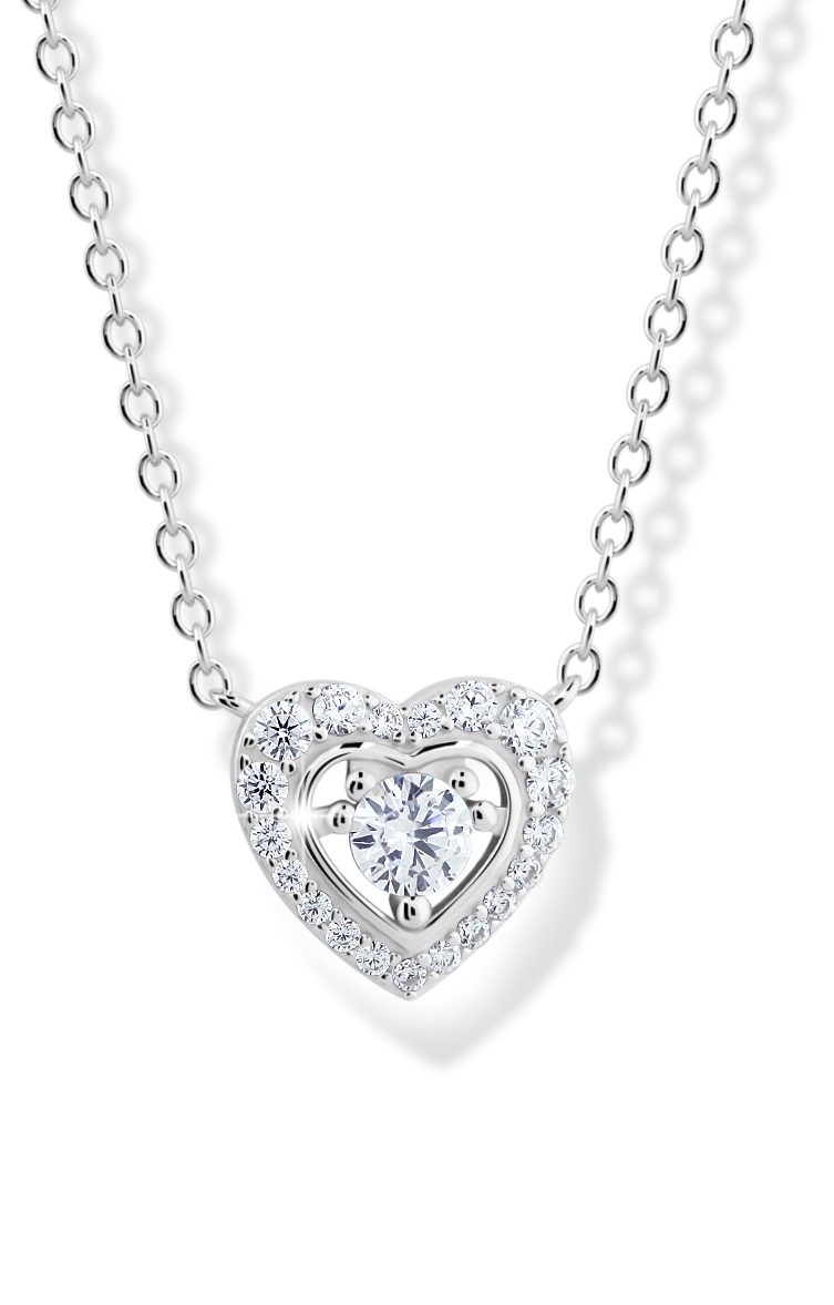Modesi Pôvabný strieborný náhrdelník so srdiečkom M43082.