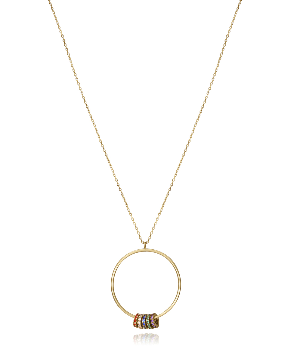 Viceroy Slušivý pozlátený náhrdelník s farebnými kryštálmi Elegant 13084C100-39.