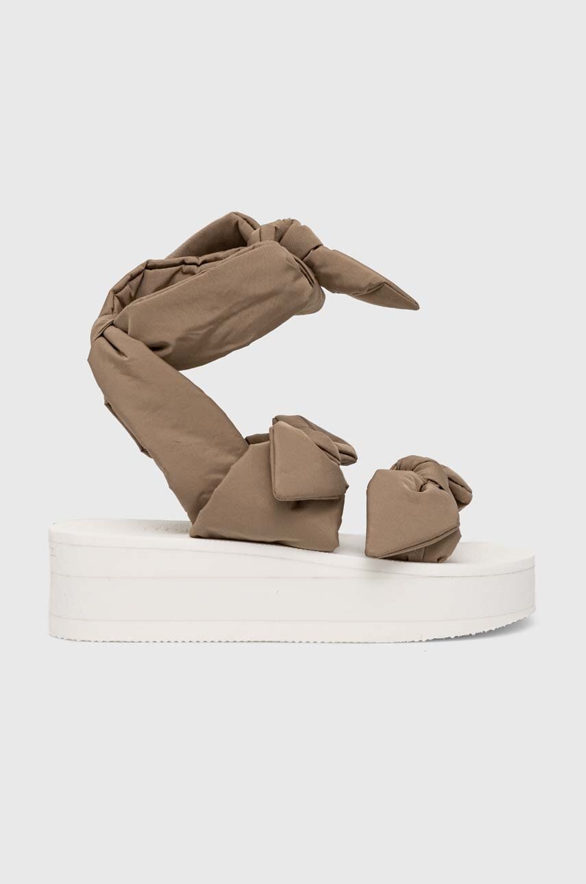 Sandále Red Valentino dámske, zelená farba, na platforme, 2Q0S0H03ZGV.