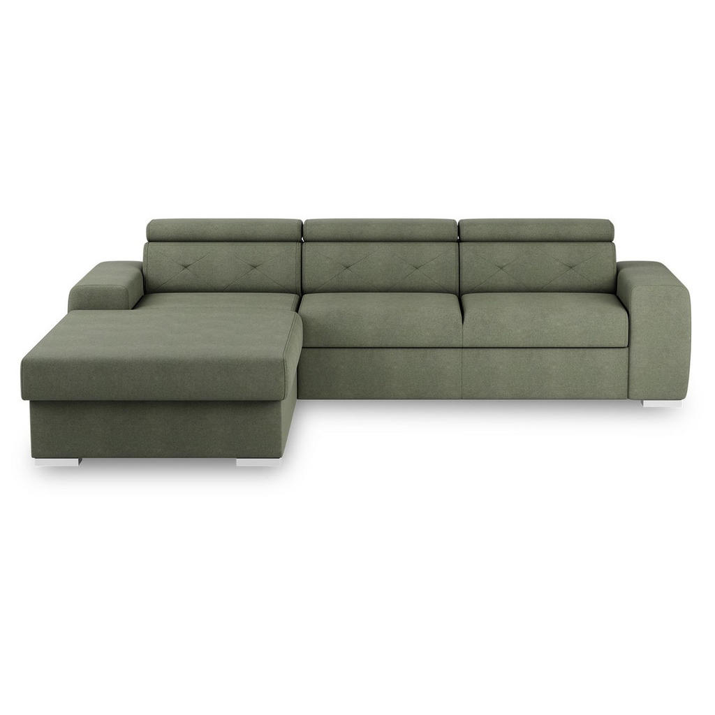 MID.YOU ROZKLADACIA ROHOVÁ POHOVKA, textil, olivovozelená.