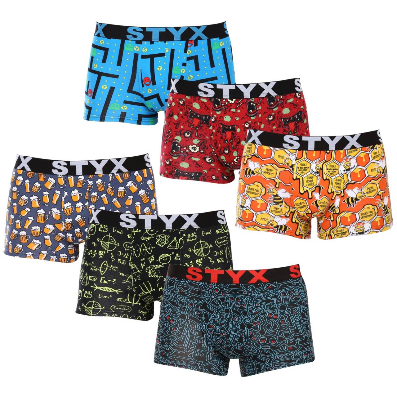 6PACK Moške boksarice Styx art sportna guma večbarvne (6G12697124/2) XXL.
Privoščite si udobje, ki traja ves dan, z moškimi boksericami Styx v klasični barvi.
Kakovosten material za največje udobje
Boksarice so izdelane iz vrhunske mešanice bombaža in umetnih vlaken.
Praktična zasnova in češka natančnost
Boksarice Styx imajo krajše noge, ki se nikjer ne zvijajo in vam omogočajo največjo svobodo gibanja.
Zakaj izbrati boksarice Styx

Češka kakovost: Zasnovan in izdelan je na Češkem, kar zagotavlja vrhunsko kakovost izdelave.
Vrhunski materiali: Kombinacija bombaža, modala in elastana za največje udobje.
Univerzalno oblikovanje: Krajše noge in elegantne športne elastike za vsako priložnost.

Spodnje perilo Styx je eno izmed najbolj priljubljenih
Češka blagovna znamka Styx je med kupci znana predvsem po kratkih hlačah z novimi vzorci v živahnih barvah.
Kako pravilno skrbeti za bokserje Styx?

Pralnica: Perite pri 30 °C z blagim pralnim sredstvom, da material ostane mehak in udoben.
Sušenje: Ni priporočljivo sušiti v sušilnem stroju, za ohranitev oblike bokserjev pa jih sušite na zraku.
Likanje: Po potrebi likanje izvajajte na nizki temperaturi, da ohranite mehkobo materiala.

Nasvet: Postanite strokovnjak za vzdrževanje spodnjega perila z z nasveti v našem članku in svojim najljubšim kosom zagotovite nego, ki si jo zaslužijo.