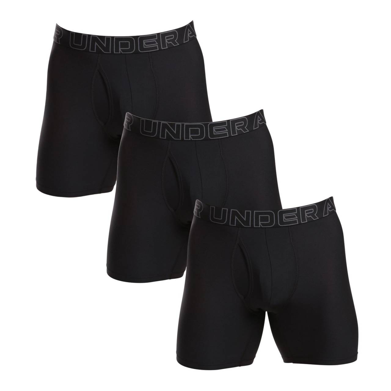 3PACK pánske boxerky Under Armour čierne (1383884 001) L, trenky.
Pripravte sa na maximálne pohodlie pri každom pohybe.
Funkčný materiál, ktorý vás udrží v suchu
Boxerky Under Armour sú vyrobené zo zmesi polyesteru a elastanu.
Moderný dizajn a pohodlný strih pre každú príležitosť
Boxerky Under Armour kombinujú štýlový dizajn a športový vzhľad.
Prečo vyskúšať boxerky Under Armour

Rýchloschnúci materiál, ktorý odvádza pot, ideálny pre šport.
Dlhšie nohavice a ergonomický strih pre dokonalé pohodlie.
Vyšívaná guma s logom Under Armour – štýl a funkčnosť v jednom.

Spodná bielizeň Under Armour pre aktívny životný štýl
Značku Under Armour založil bývalý americký futbalista Kevin Plank, ktorý nebol spokojný so svojím športovým oblečením, ktoré sa ľahko spotilo a rozhodne nevoňalo príjemne.
Ako sa starať o boxerky Under Armour
Aby vaše obľúbené boxerky zostali dlho v perfektnom stave, odporúčame dodržiavať tieto pokyny na údržbu.

Pranie: Práť pri 30 °C, ideálne naruby.
Sušenie: Nesušte v sušičke.
Žehlenie: Nežehlite.

 
Tip: Nájdenie správneho kusu spodnej bielizne, ktorý vám perfektne sedí, môže byť niekedy náročné.