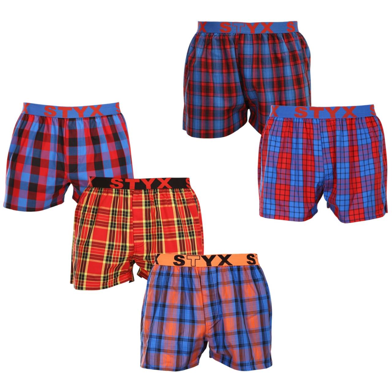 5PACK Herren Boxershorts Styx sportlicher Gummizug mehrfarbig (5B0951647) M.
Sie sind auf der Suche nach Shorts, die Stil, Komfort und erstklassige Qualität vereinen?
Hochwertige Baumwolle für perfekten Komfort
Die Shorts sind aus hochwertiger 100%iger Baumwolle gefertigt, die sich nicht nur weich anfühlt, sondern auch wunderbar atmungsaktiv ist.
Klassischer Schnitt und moderner Look
Dank der lockeren Passform werden Sie sich in diesen Shorts rundum wohlfühlen, denn sie bieten viel Raum für natürliche Bewegungen.
Warum Sie unbedingt Styx-Shorts ausprobieren sollten

100% Baumwolle für maximalen Komfort: Die Shorts bestehen aus hochwertiger Baumwolle, die weich, atmungsaktiv und hautfreundlich ist und den ganzen Tag über für Komfort sorgt.
Sportlich gewebter Gummi: Das feste, aber bequeme Styx-Logo-Gummiband hält die Shorts an Ort und Stelle, ohne unangenehm einzuschneiden oder sich zu lockern.
Tschechische Produktion und hochwertige Verarbeitung: Styx ist eine tschechische Traditionsmarke, die auf präzise Verarbeitung, Haltbarkeit und Langlebigkeit ihrer Produkte stolz ist.

Die tschechische Marke Styx bietet Spaß und Premiumqualität
Styx-Unterwäsche ist besonders bei denjenigen beliebt, denen Individualität wichtig ist.
Wie pflege ich die Styx-Shorts?
Damit Ihre Shorts lange in Form bleiben, empfehlen wir die folgenden Tipps.

Waschen: Wir empfehlen, das Kleidungsstück bei 30 °C zu waschen, damit die Baumwolle ihre Weichheit behält und die Farben kräftig bleiben.
Trockner: Das Trocknen im Wäschetrockner wird nicht empfohlen, um ein Schrumpfen des Materials zu vermeiden.
Bügeln: Baumwolle kann gebügelt werden, aber wir empfehlen eine niedrigere Temperatur, um den Stoff nicht zu beschädigen.

Tip: Werden Sie ein Experte für die Pflege von Unterwäsche mit den Ratschlägen in unserem Artikel und geben Sie Ihren Lieblingsstücken die Pflege, die sie verdienen.