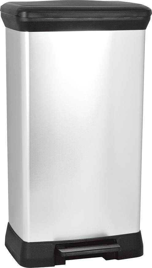 Kôš Curver® PEDAL BIN, 50L, 29x39x73 cm, čierny/strieborný, na odpadky.