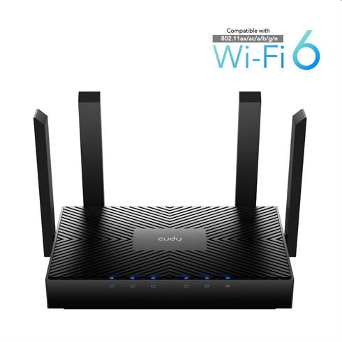 Cudy AX3000 Gigabit Dual Band Smart Wi-Fi 6 Route.

1.3GHz Dual Core Cortex-A53 Processor
Extremely Fast AX3000 Wi-Fi 6 Technology
4 x 10/100/1000Mbps Ethernet Ports
4 x External High Gain Antennas
20/40/80/160MHz Bandwidth Supported
OFDMA, Beamforming and MU-MIMO supported
IPv4/IPv6, TR069/TR098/TR181/TR111


Specifications

Hardware Features
Processor 1.3GHz Dual Core Cortex-A53 Processor
Antennas 4 × Fixed Omnidirectional Antennas
Interfaces
1 × 10/100/1000Mbps WAN Port
3 × 10/100/1000Mbps LAN Ports
Buttons
WPS Button, Reset Button

External Power Supply
12V/1A

Dimensions (W x D x H) 
180*107*35mm (Not Include Antennas)
200*117*35mm (Include Antennas)

Wireless Features
Wireless Standards
IEEE 802.11ax/ac/n/a  5GHz
IEEE 802.11ax/n/b/g  2.4GHz

Wireless Frequency 5GHz, 2.4GHz
Wireless Bandwidth 20/40/80/160MHz
Signal Rate
2402Mbps (5GHz), 574Mbps (2.4GHz)
Compatible with 802.11a/b/g/n/ac Wi-Fi standards
Transmit Power
CE: