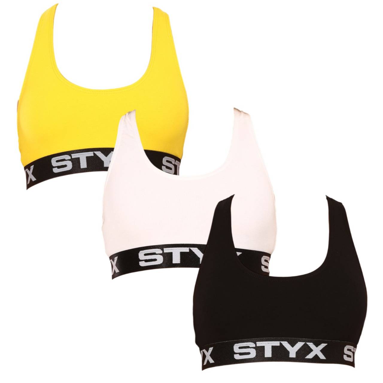 3PACK dámska podprsenka Styx šport viacfarebná (3IP09018) XL.
Hľadáte podprsenku, ktorá poskytuje maximálne pohodlie pri každodennom nosení a ľahkých športových aktivitách?
Prvotriedny materiál pre pohodlie bez kompromisov
Táto podprsenka je vyrobená zo zmesi bavlny, modalu a elastanu, čo jej dodáva jedinečné vlastnosti.
Podprsenka má certifikát Oeko-Tex® Standard 100, čo znamená, že neobsahuje škodlivé látky a je bezpečná pre citlivú pokožku.
Funkčný a štýlový dizajn na každý deň
Športová podprsenka Styx nemá žiadne kostice ani dodatočné výstuže, čo vám poskytne prirodzené pohodlie bez nepríjemných pocitov.
Prečo je športová podprsenka Styx nevyhnutnou súčasťou vášho šatníka

Optimálna opora pri športe: Navrhnutá pre aktívne ženy, poskytuje potrebnú oporu počas fyzických aktivít a zaisťuje pohodlie a bezpečnosť.
Pohodlný a priedušný materiál: Vyrobená z kvalitných materiálov, ktoré sú príjemné na telo a umožňujú pokožke dýchať, čím minimalizujú potenie a podráždenie.
Štýlový a univerzálny dizajn: Jednoduchý vzhľad a moderný strih umožňujú nosiť podprsenku nielen počas športovania, ale aj ako súčasť každodenného oblečenia.

Spodná bielizeň Styx je jednou z najobľúbenejších
Česká značka Styx je medzi zákazníkmi známa najmä vďaka svojej spodnej bielizni s neotrelými vzormi vo výrazných farbách.
Ako sa starať o podprsenku Styx?
Aby vám vaša obľúbená podprsenka dlho vydržala, odporúčame dodržiavať tieto tipy.

Pranie: Odporúčané na 30 °C pre zachovanie mäkkosti a pružnosti materiálu.
Sušenie: Nevhodné do sušičky, najlepšie je nechať podprsenku voľne uschnúť na vzduchu.
Žehlenie: Môžeš žehliť na nízku teplotu, najlepšie naruby.

Tip: Vaša obľúbená spodná bielizeň si zaslúži šetrné zaobchádzanie.