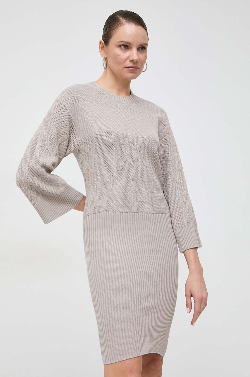 Bavlnené šaty Armani Exchange béžová farba, midi, oversize, 3DYA1A YMZ1Z.