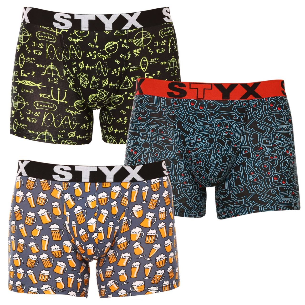 3PACK pánske boxerky Styx long športová guma viacfarebné (3U12672) S, trenky.