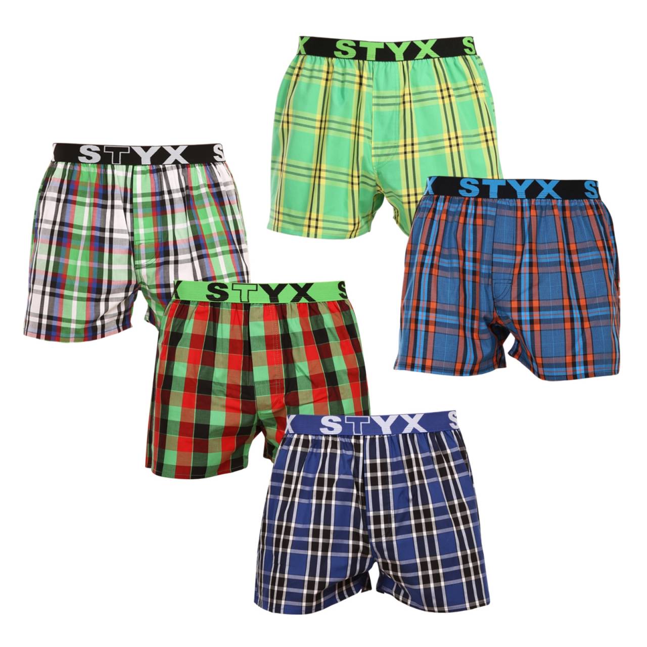 5PACK Caleçons pour hommes Styx sport élastique multicolore (5B0888001) M.
Vous cherchez un short qui allie style, confort et qualité supérieure?
Coton de qualité pour un confort parfait
Le short est fabriqué en 100 % coton de première qualité, qui est non seulement doux au toucher, mais aussi merveilleusement respirant.
Coupe classique et look moderne
Grâce à sa coupe ample, vous vous sentirez parfaitement à l'aise dans ce short, qui offre une grande liberté de mouvement.
Pourquoi vous devez absolument essayer les shorts Styx

100% coton pour un maximum de confort: Le short est fabriqué en coton de haute qualité, doux, respirant et agréable à la peau, ce qui garantit un confort tout au long de la journée.
Caoutchouc tissé sportif: L'élastique du logo Styx, ferme mais confortable, maintient les shorts en place sans les décoller ou les desserrer.
Production tchèque et qualité d'exécution : Styx est une marque tchèque traditionnelle qui s'enorgueillit de la précision de son travail, de sa durabilité et de la longue durée de vie de ses produits.

La marque tchèque Styx offre plaisir et qualité supérieure
Les sous-vêtements Styx sont particulièrement appréciés par ceux pour qui l'individualité est importante.
Comment entretenir les shorts Styx ?
Pour que votre short reste longtemps en bon état, nous vous conseillons de suivre les conseils suivants.

Blanchisserie: Nous recommandons un lavage à 30 °C pour que le coton conserve sa douceur et que les couleurs restent riches.
Sèche-linge: Le séchage par culbutage n'est pas recommandé pour éviter le rétrécissement du matériau.
Repassage: Le coton peut être repassé, mais nous recommandons une température plus basse pour éviter d'endommager le tissu.

Conseil : Devenez un expert de l'entretien de la lingerie les conseils de notre article et donnez à vos pièces préférées le soin qu'elles méritent.