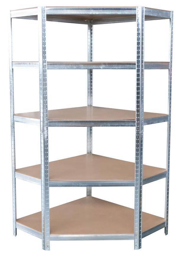 Regál Racks RAT80, rohový, kovový, MDF, 5 políc, 1800x900x400 mm, max.