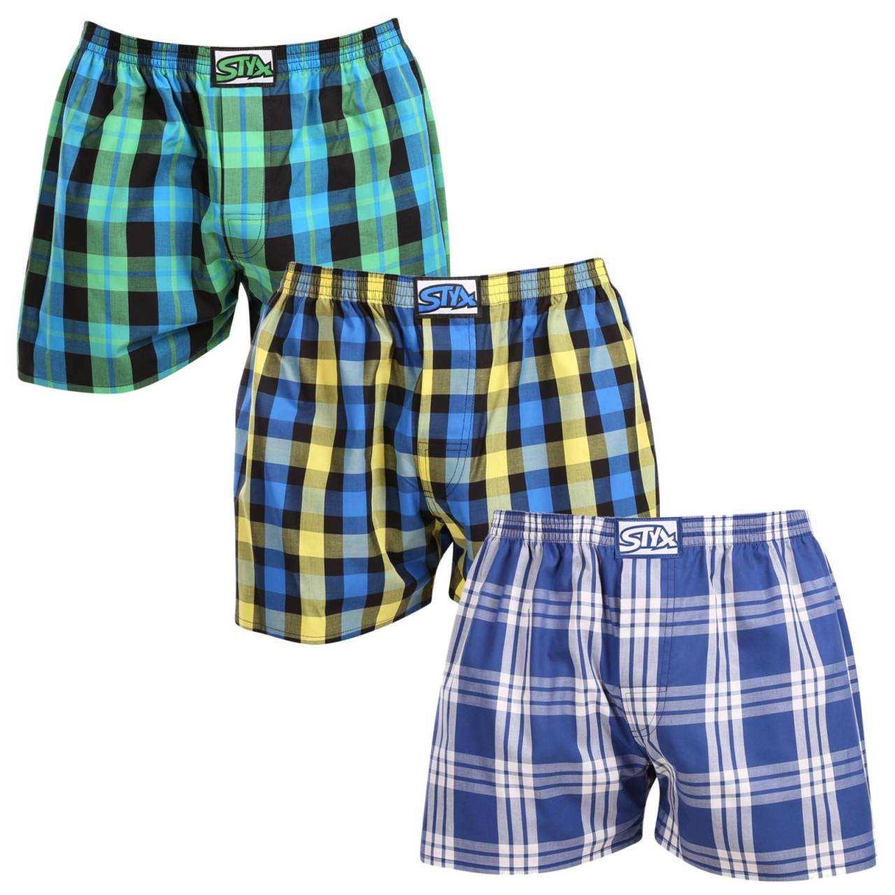 3PACK Caleçons pour hommes Styx caoutchouc classique multicolore (3A103890) L.
Offrez-vous du style et du confort avec les shorts pour hommes Styx aux couleurs vives et aux motifs originaux.
Matière souple pour un confort tout au long de la journée
Le short Styx est fabriqué en 100 % coton, ce qui lui confère douceur et respirabilité, même lorsqu'il est porté toute la journée.
Un design original et une coupe confortable
Le short Styx apportera de la gaieté et un style unique à votre garde-robe grâce à ses couleurs audacieuses et ses imprimés originaux.
Pourquoi acheter des shorts Styx ?

Fabriqués en République tchèque, ils mettent l'accent sur la qualité et la précision.


Matière 100 % coton pour plus de douceur et de confort.


Des dessins originaux et amusants qui vous démarqueront.

La qualité de la République tchèque, c'est le sous-vêtement Styx.
Les sous-vêtements Styx sont entièrement fabriqués en République tchèque.
Comment entretenir les shorts Styx
Pour préserver la qualité et le confort de vos shorts, suivez les conseils suivants :

Blanchisserie: Laver à une température maximale de 30 °C pour conserver l'intensité des couleurs et la douceur du coton.


Séchage: Nous ne recommandons pas de les sécher dans le sèche-linge, mais plutôt de les laisser sécher à l'air libre.


Repassage: Pour un aspect plus lisse, vous pouvez repasser le short à basse température.

Conseil : Devenez un expert de l'entretien de la lingerie grâce aux conseils de notre article et donnez à vos pièces préférées le soin qu'elles méritent.