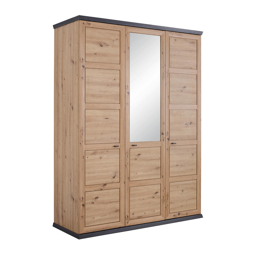 Hom`in SKRIŇA SO ZRKADLOM, tmavosivá, dub artisan, 154/209/60 cm.