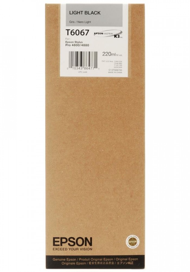 Epson C13T606700 světle čierna (light black) originálna cartridge.
Originálna cartridge = záruka priamo od výrobcu tlačiarne
100 % použitie v tlačiarni - spoľahlivá a bezproblémová tlač
Použitím originálnej náplne predlžujete životnosť tlačiarne
Overená špičková kvalita - jasný a čitateľný text, jemná grafika, kvalitnejšie obrázky
Použitie originálnej kazety ponúka rýchly a vysoký výkon a pritom stabilné výsledky = EFEKTÍVNA TLAČ
Jednoduchá inštalácia a údržba
Zabezpečujeme bezplatnú recykláciu originálnych náplní
Garancia Vašej spokojnosti s použitím našej originálnej náplne

Kód výrobcu: C13T606700