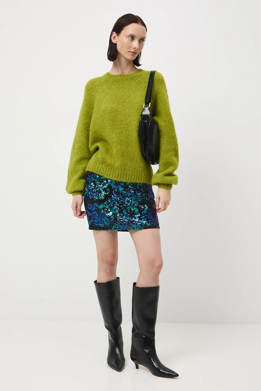 Sveter z alpaky Medicine zelená farba, teplé.