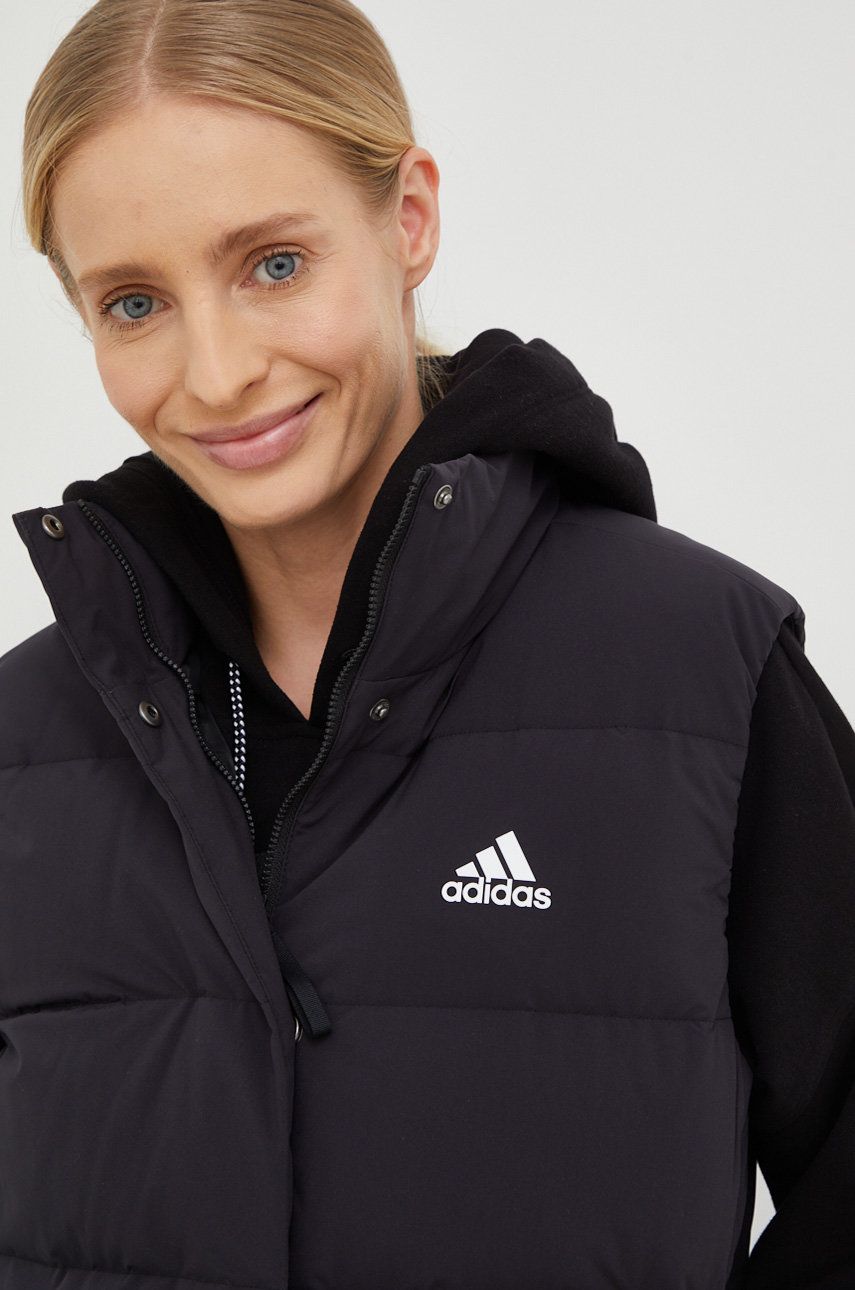 Páperová vesta adidas dámska, čierna farba, zimná, HG6280.